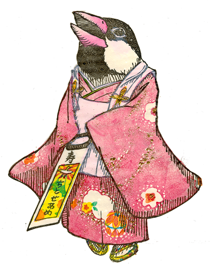 信川みなみ　七五三　文鳥